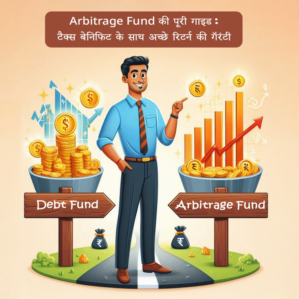 Man with selection of arbitrage fund or debt fund